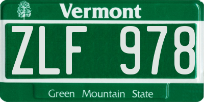 VT license plate ZLF978
