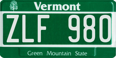 VT license plate ZLF980