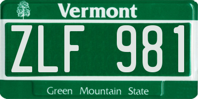 VT license plate ZLF981