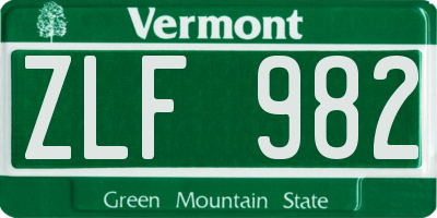 VT license plate ZLF982