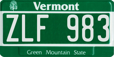 VT license plate ZLF983