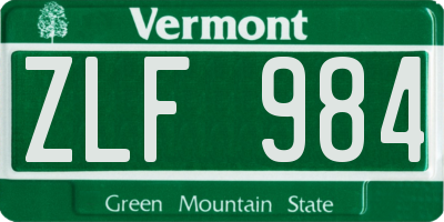 VT license plate ZLF984