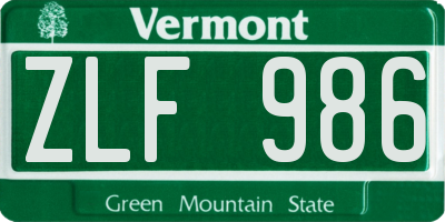 VT license plate ZLF986