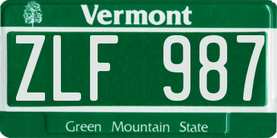 VT license plate ZLF987