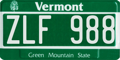 VT license plate ZLF988