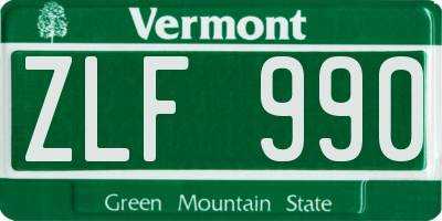 VT license plate ZLF990