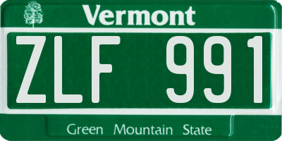 VT license plate ZLF991