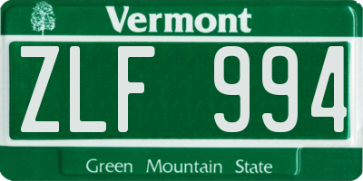 VT license plate ZLF994