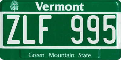 VT license plate ZLF995