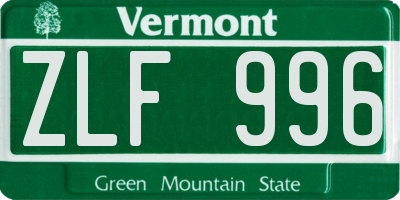 VT license plate ZLF996