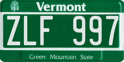 VT license plate ZLF997