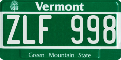 VT license plate ZLF998