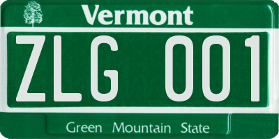 VT license plate ZLG001