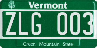 VT license plate ZLG003