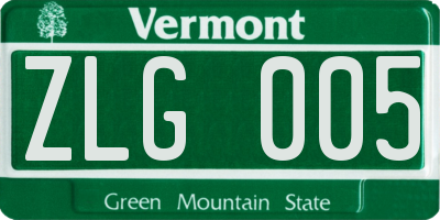 VT license plate ZLG005