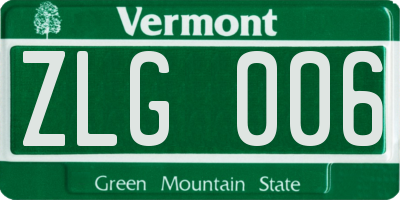 VT license plate ZLG006