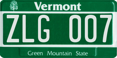 VT license plate ZLG007