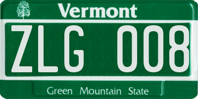 VT license plate ZLG008