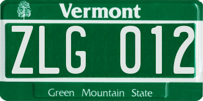 VT license plate ZLG012