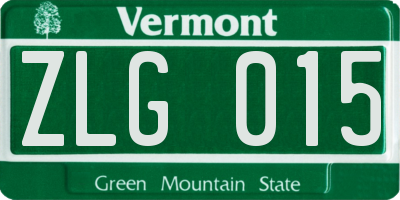 VT license plate ZLG015