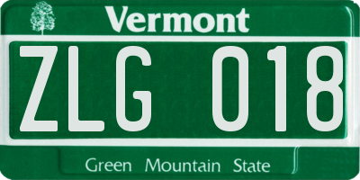 VT license plate ZLG018