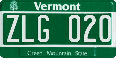 VT license plate ZLG020