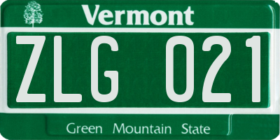 VT license plate ZLG021