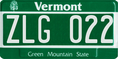 VT license plate ZLG022