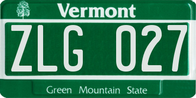 VT license plate ZLG027
