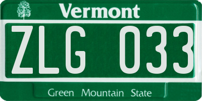 VT license plate ZLG033