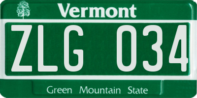 VT license plate ZLG034
