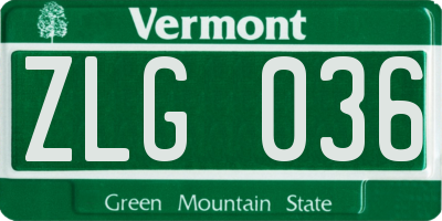 VT license plate ZLG036