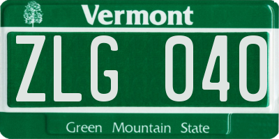 VT license plate ZLG040
