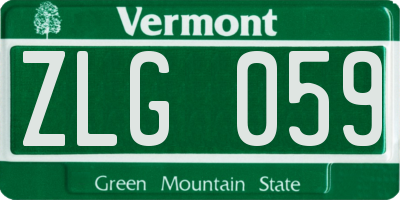 VT license plate ZLG059