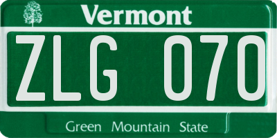 VT license plate ZLG070