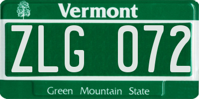 VT license plate ZLG072