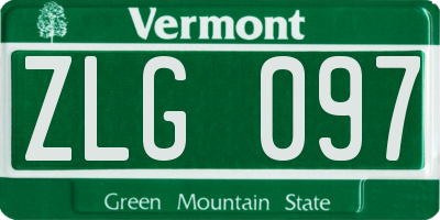 VT license plate ZLG097