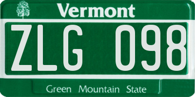 VT license plate ZLG098