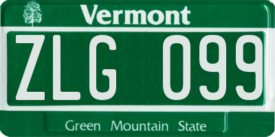VT license plate ZLG099
