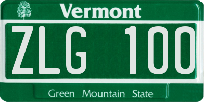 VT license plate ZLG100