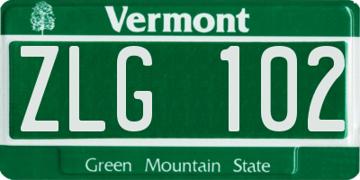 VT license plate ZLG102