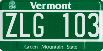 VT license plate ZLG103