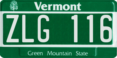 VT license plate ZLG116