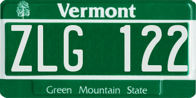 VT license plate ZLG122