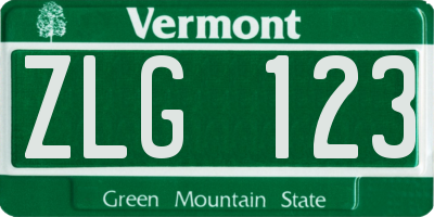 VT license plate ZLG123