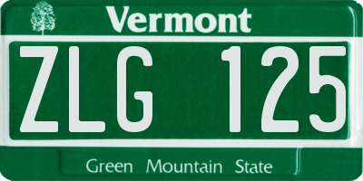 VT license plate ZLG125