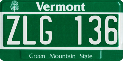 VT license plate ZLG136