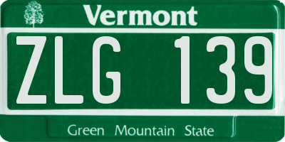 VT license plate ZLG139