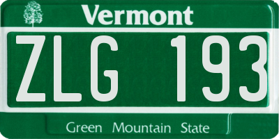 VT license plate ZLG193