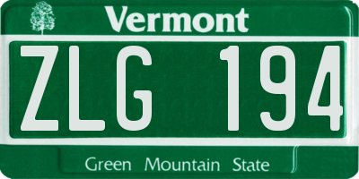 VT license plate ZLG194